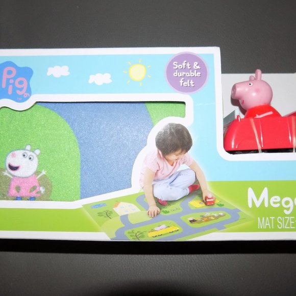 PEPPA PIG SOFT & DURABLE FELT MEGAMAT W/RED CAR - Picture 2 of 3